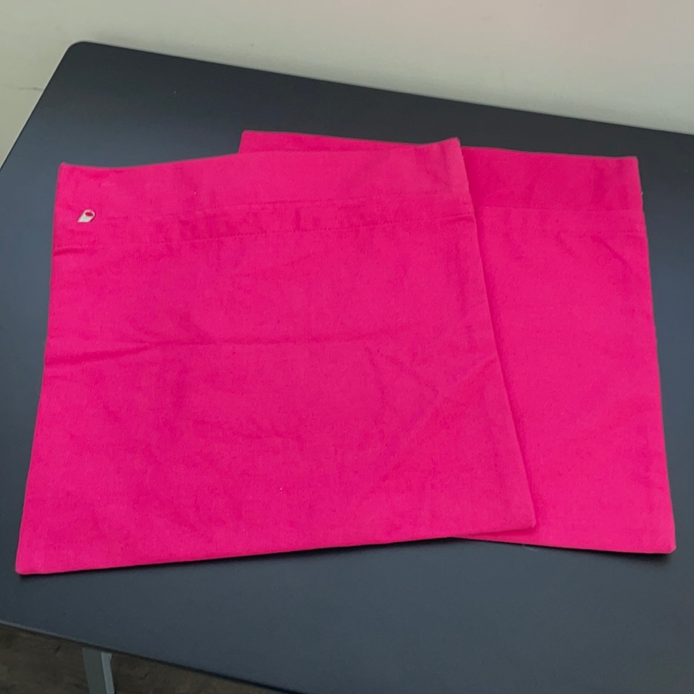 Two Pink Zippered Pillow Cases - 15”x15” square